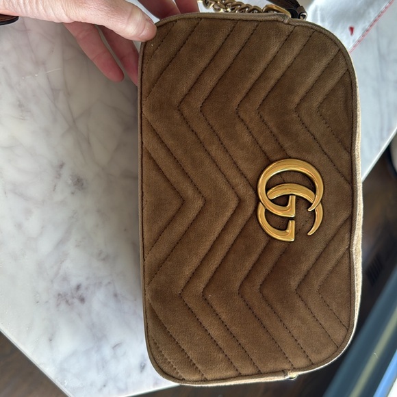 Gucci Marmont Velvet Crossbody Bag - Brown - Picture 7 of 10